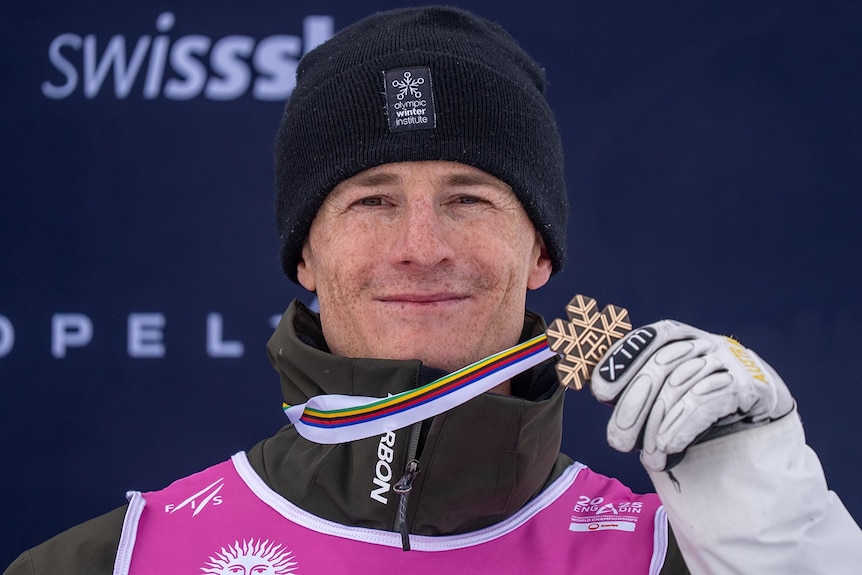 Matt Graham with his bronze medal at the world championships.