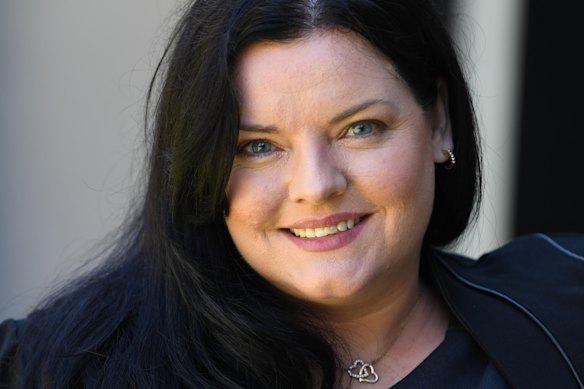 One Nation’s Rikkie-Lee Tyrrell after being elected for the Eastern Victoria region in the state’s upper house.