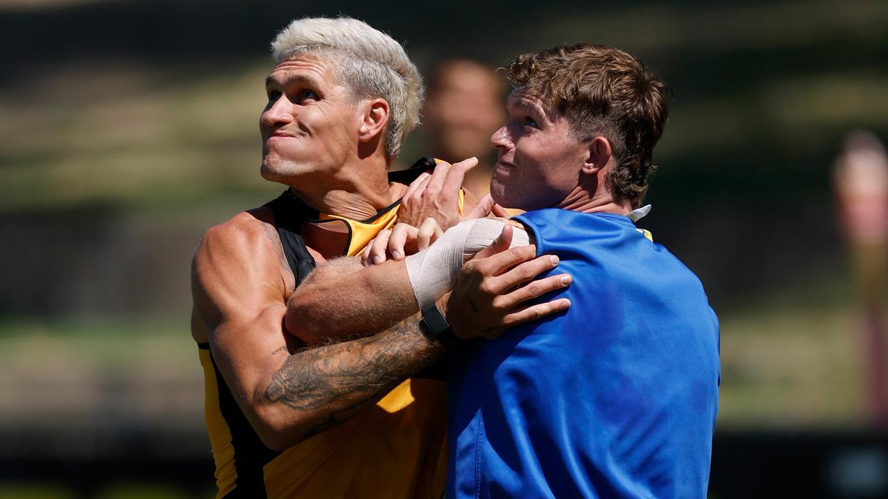 Nathan Broad and Brad Hill laugh off ‘bruise free footy’ claims ahead of WA vs Victoria clash