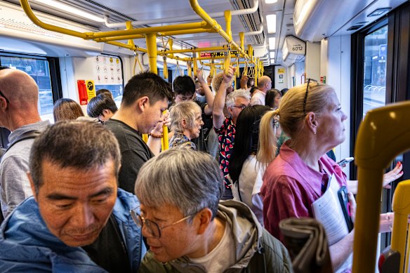 The route 96 tram consistently services over one million passengers each month. 