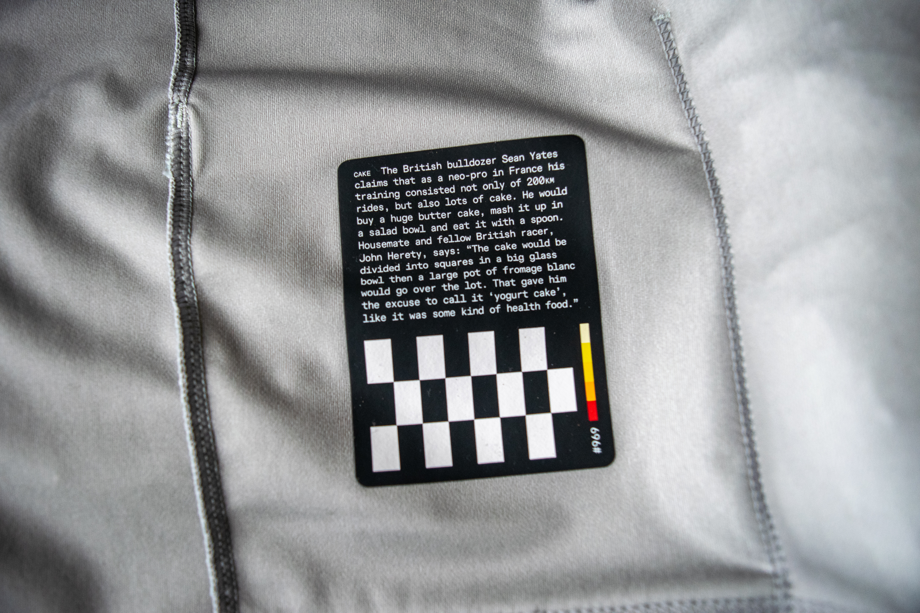 A man wearing a Rapha Shadow jersey