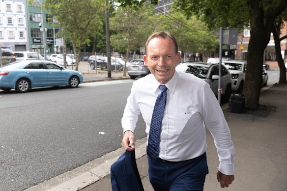 Former prime minister Tony Abbott arrives at Newscorp HQ.