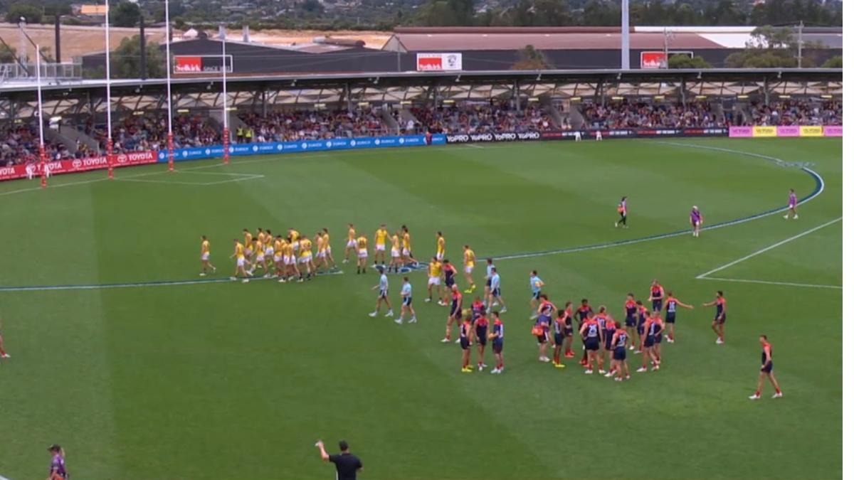 AFL pre-season clash between Richmond and Melbourne abandoned as lightning strikes twice