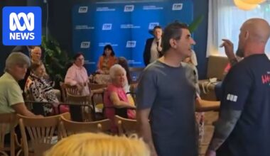 Federal MP Tim Wilson's event gatecrashed by ethno-nationalist group National Workers Alliance