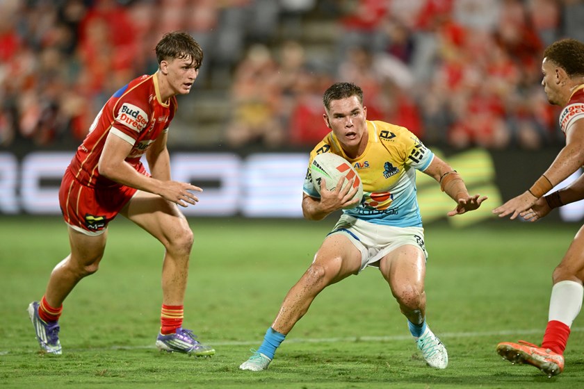 Zane Harrison tests the Dolphins' defensive line.