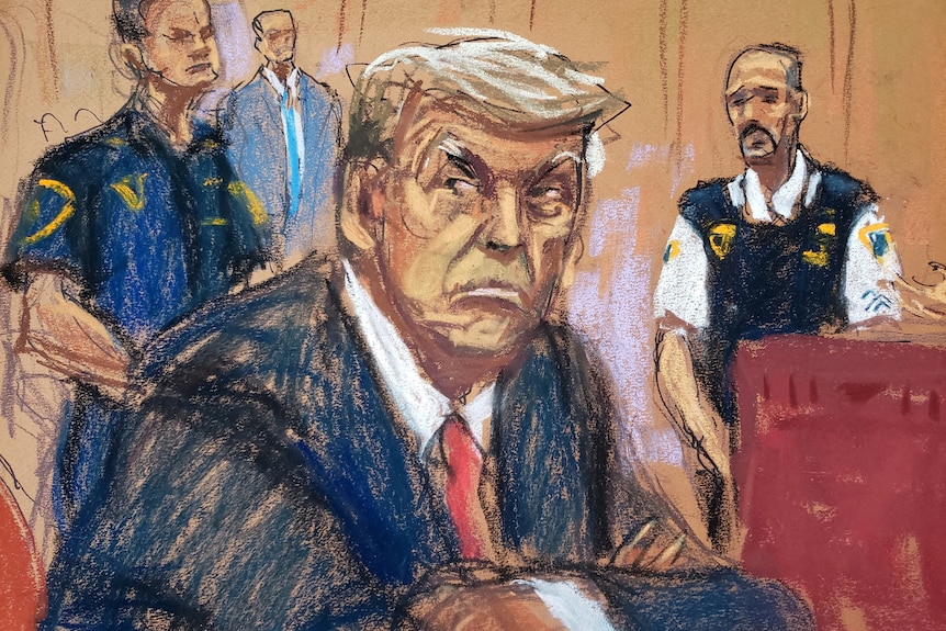 A frowning sketch of Donald Trump 