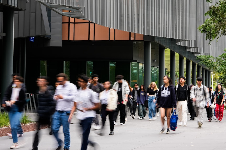 Students on campus at Monash University in Melbourne