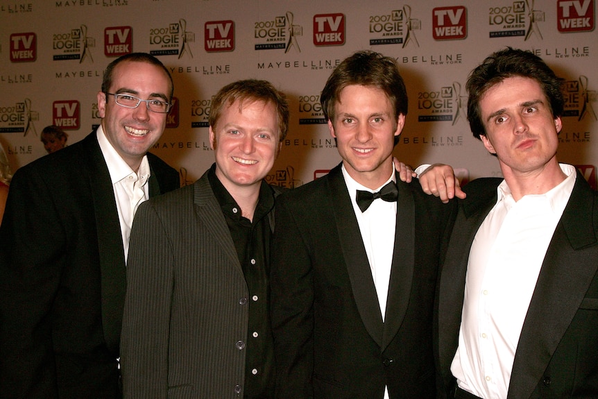 (L-R) Julian Morrow, Charles Firth, Craig Reucassel and Andrew Hansen at the 2007 Logie awards