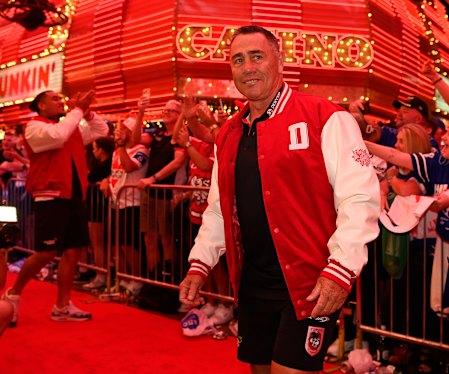 Dragons coach Shane Flanagan at the NRL fan festival in downtown Las Vegas.