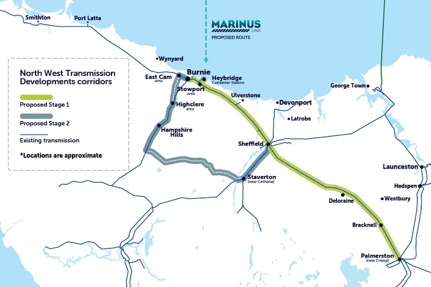 A map showing where proposed transmission line upgrades would happen.