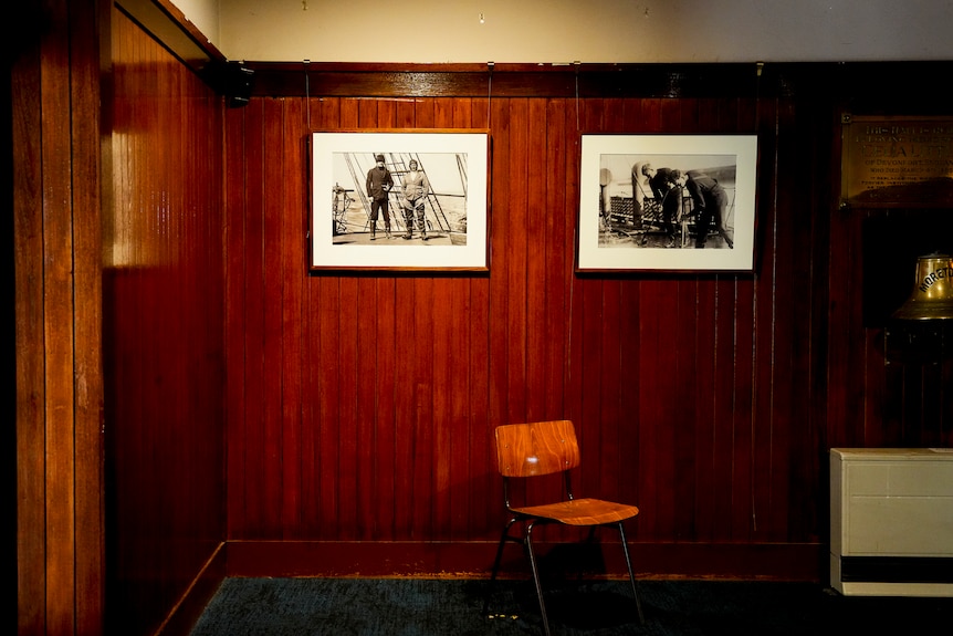 Old photos line the walls of the Mission to Seafarers building.