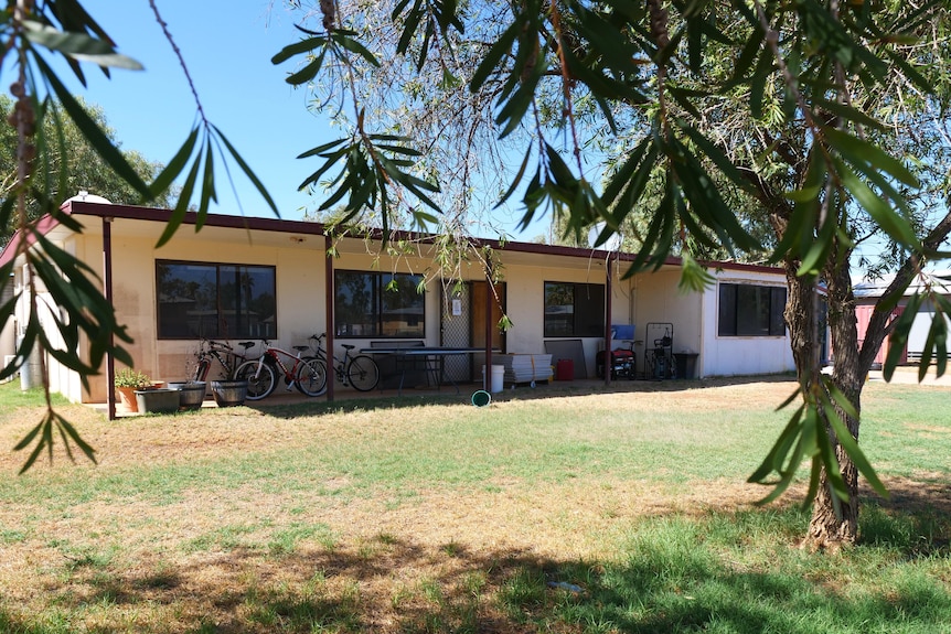A house pictured through some leaves.