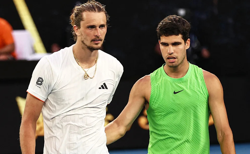 Alexander Zverev and Carlos Alcaraz at the Australian Open.