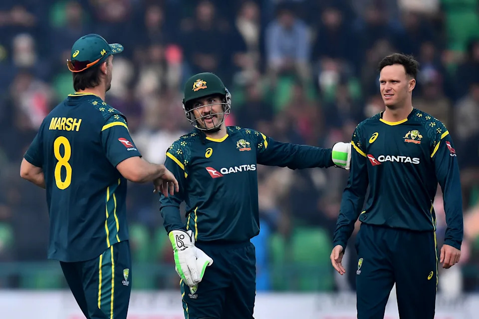 Matthew Kuhnemann celebrates the wicket.