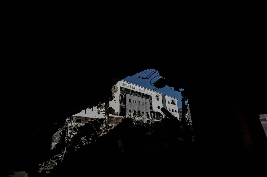 A view of Al-Shifa Hospital in Gaza City, which suffered severe damage as a result of Israeli military attacks