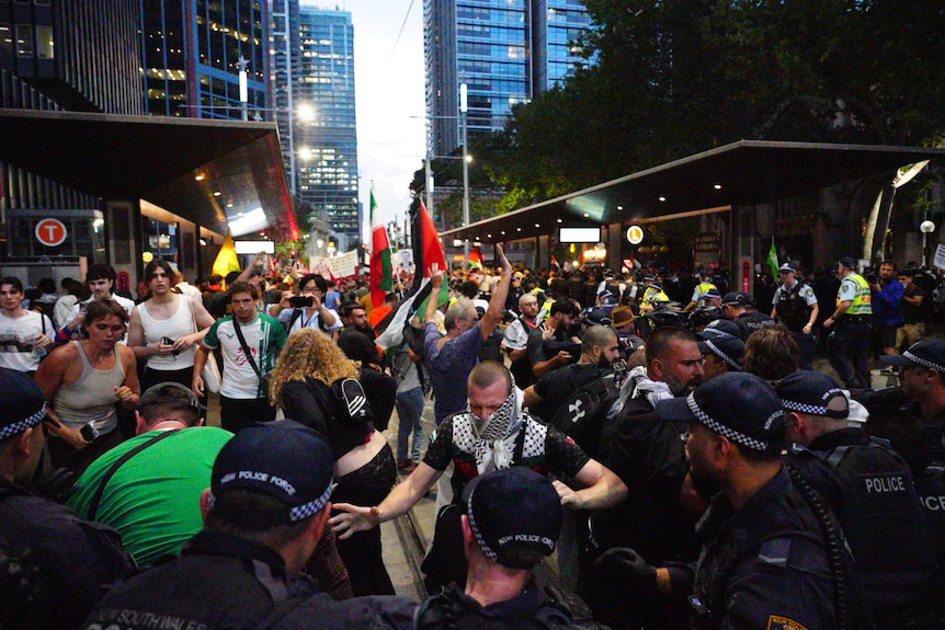 Protesters and police clash in sydney protest