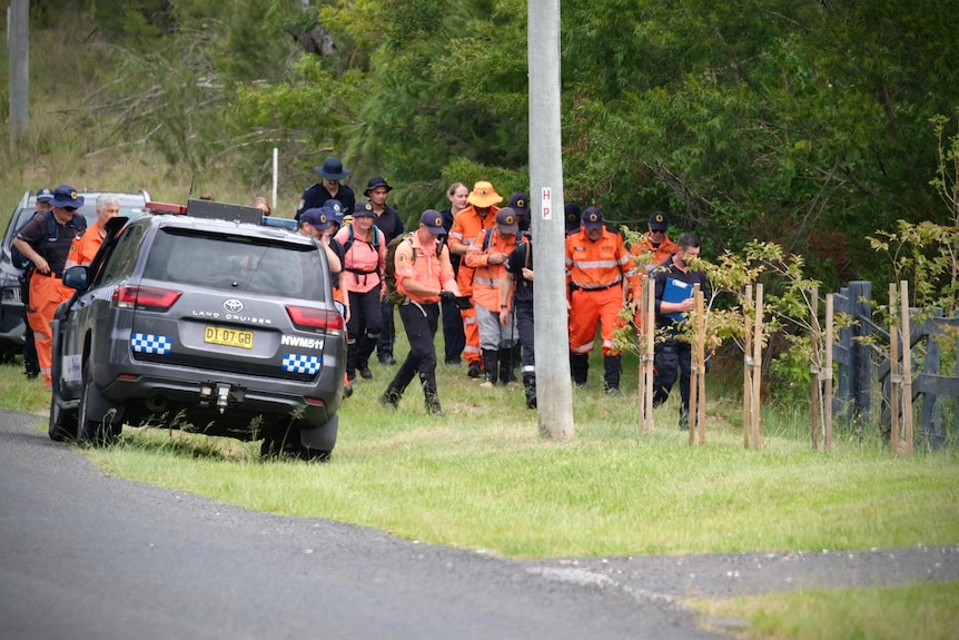 Police and rescue services gather to start a search