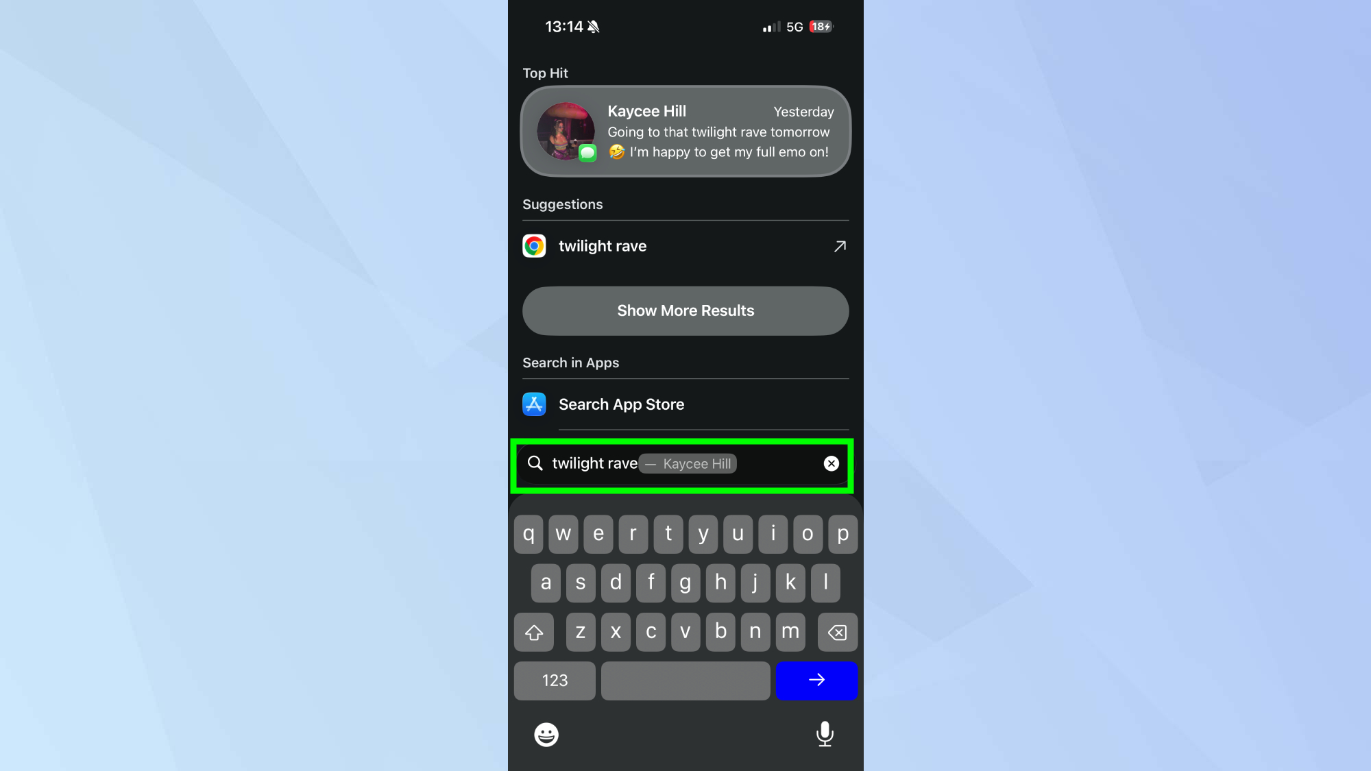 iPhone messages spotlight search