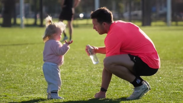 Toby Greene and his daughter in the documentary. 