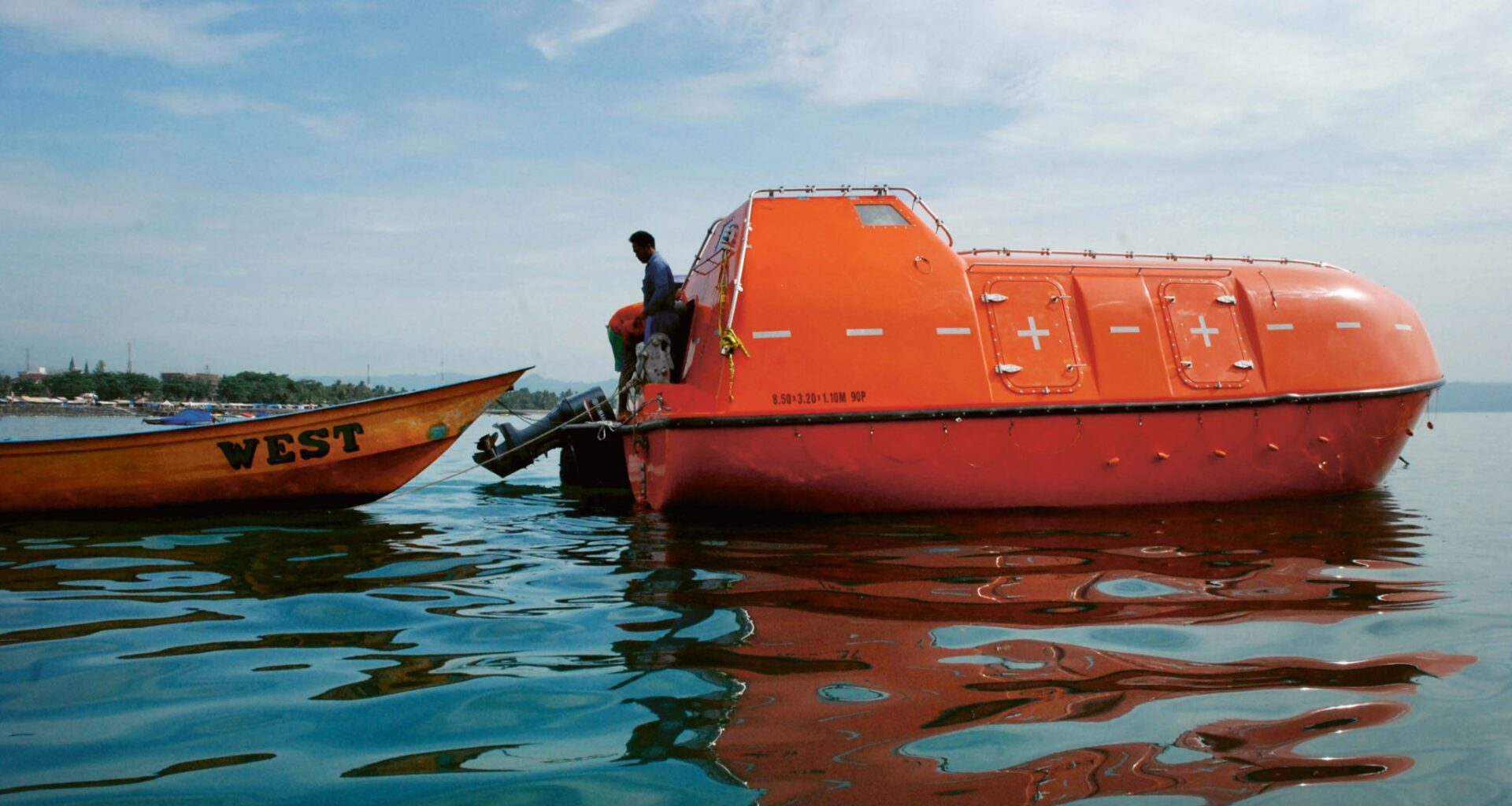 An empty Australian lifeboat is docked at Pangandaran Bay, Java Island, Indonesia, after being turned back by the Australian Navy while carrying asylum seekers, 8 February 2014