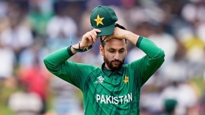 Pakistan's captain, Salman Ali Agha, reacts in the field during the T20 World Cup. (AP)
