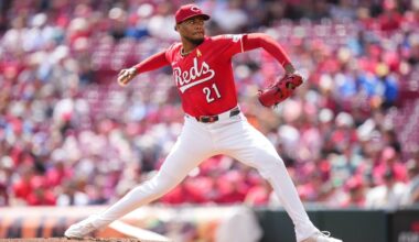 Cincinnati Reds pitcher Hunter Greene throws during the second inning of a baseball game against the New York Mets, Sunday, Sept. 7, 2025, in Cincinnati. (AP Photo/Jeff Dean)