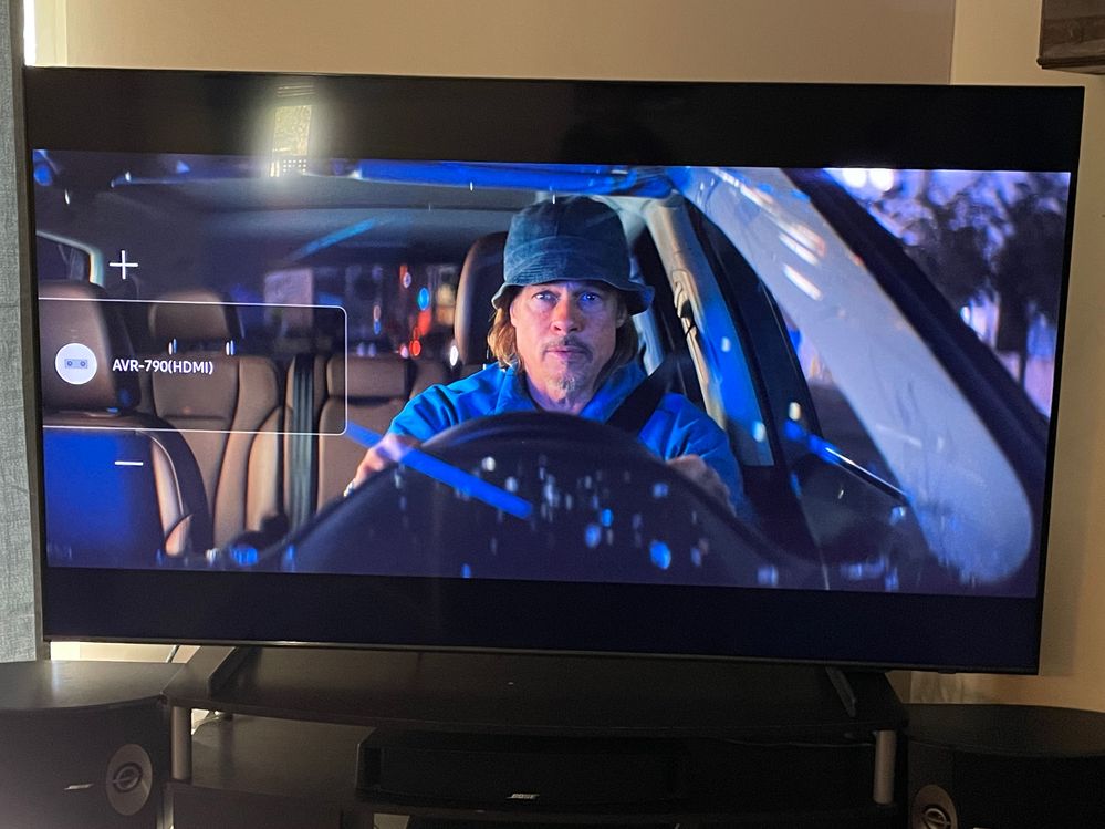 Samsung TV with a large volume display showing