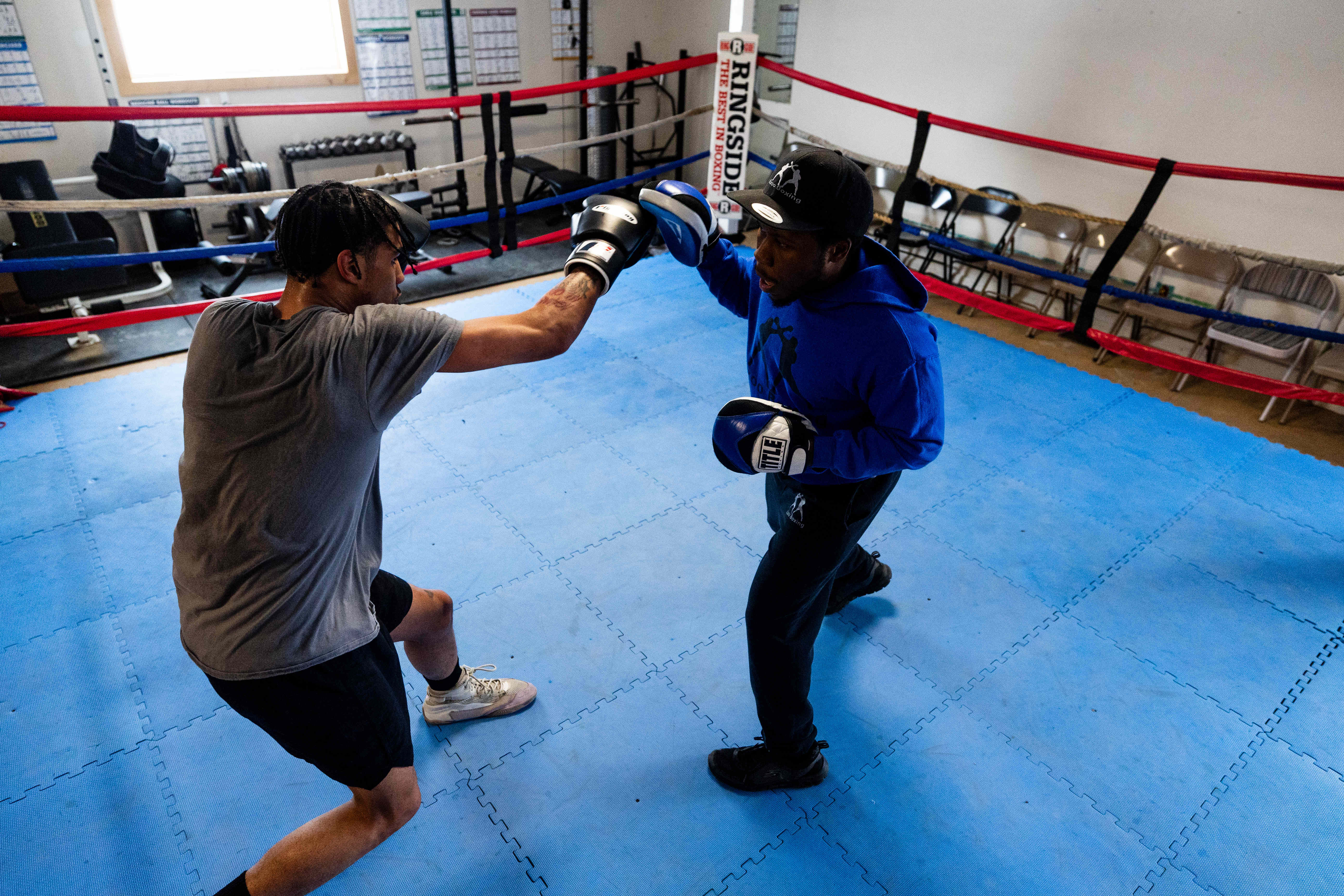 Jermont Reece, 29, trains Evan Jackson, 19, of Kalamazoo,for the USA Boxing International Open at Kzoo Boxing on Tuesday, Feb. 3, 2026. , The Open, which is expected to draw elite amateur talent and emerging future stars to Colorado, is Jackson’s biggest challenge yet.