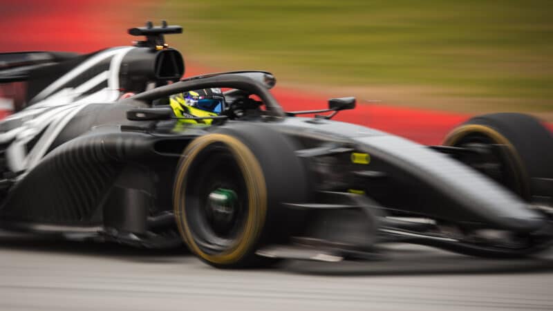 Sergio Perez, Cadillac, during testing in Barcelona
