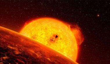 An artist's conception of a Red Giant star scorching its nearby exoplanet. Credit: ESO/L. Calçada