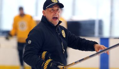 The Bruins' non-Olympic contingent has heard from coach Marco Sturm this week at Warrior Arena.