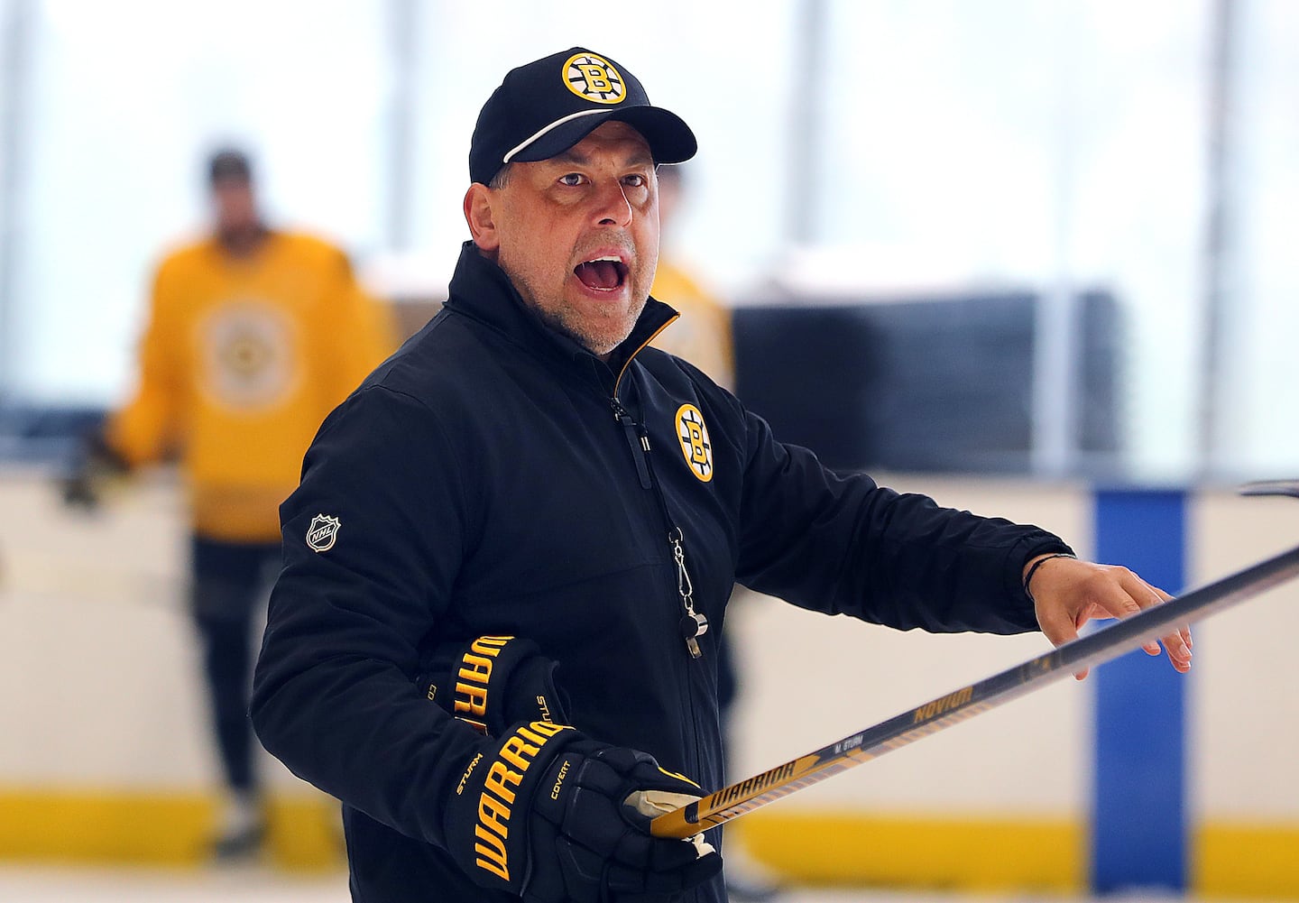 The Bruins' non-Olympic contingent has heard from coach Marco Sturm this week at Warrior Arena.