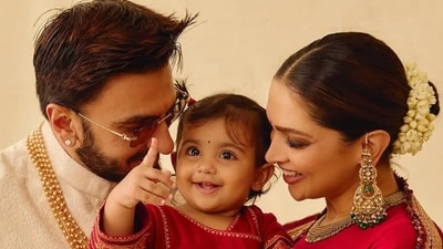Deepika Padukone with Dua Padukone Singh and Ranveer Singh