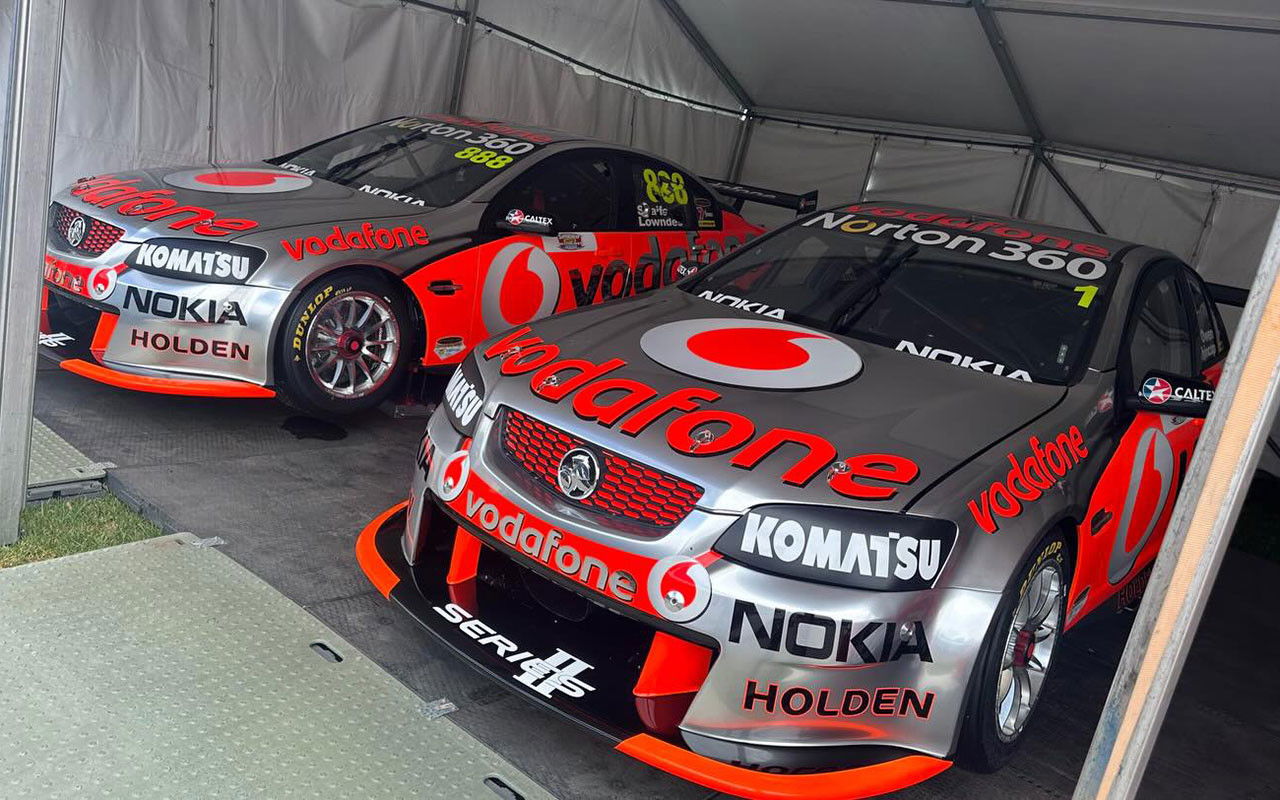 Restored Triple Eight Bathurst Holdens break cover in Adelaide