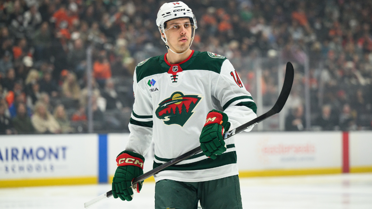 Wild's Joel Eriksson Ek exits game vs. Mammoth after taking high stick