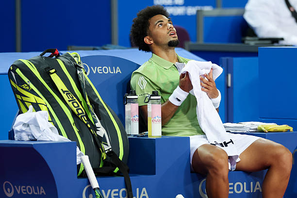 Arthur Fils during a match in Montpellier.