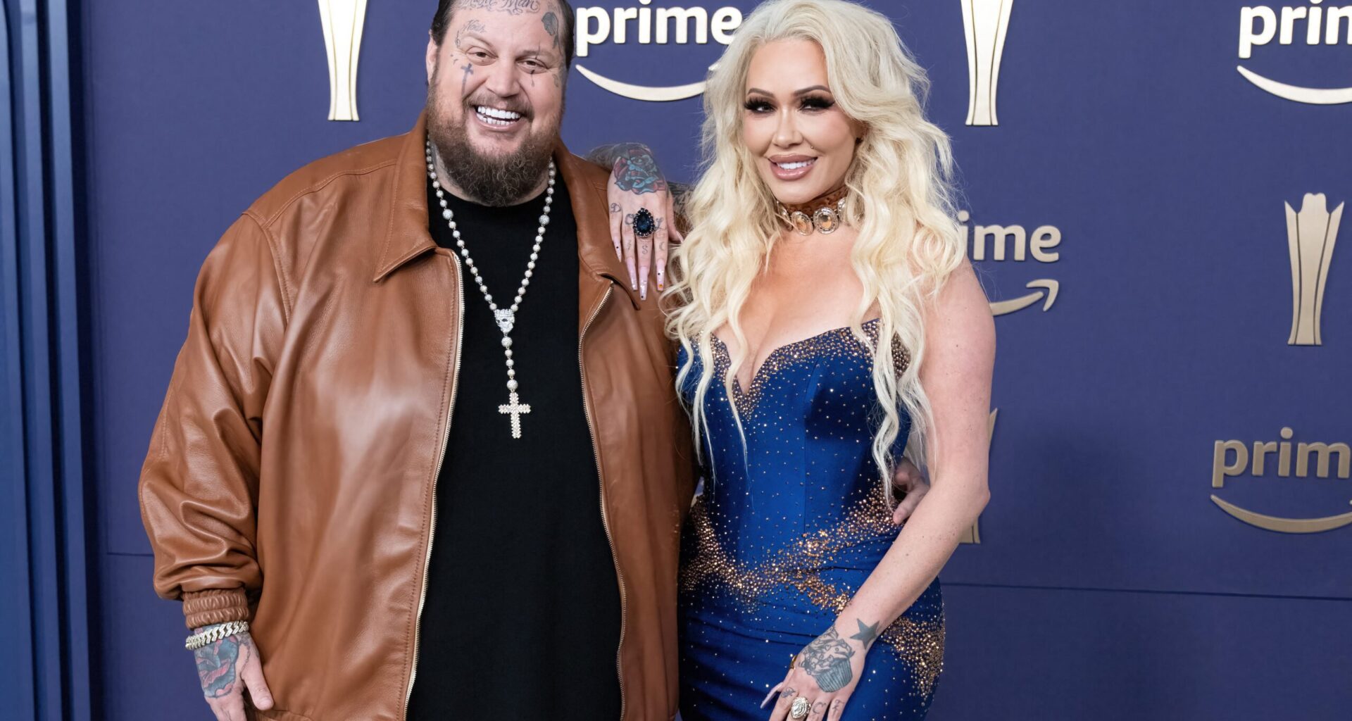 US singer Jelly Roll (L) and Bunnie Xo arrive for the 59th Academy of Country Music awards (ACM) at Ford Center in The Star in Frisco, Texas, May 16, 2024.