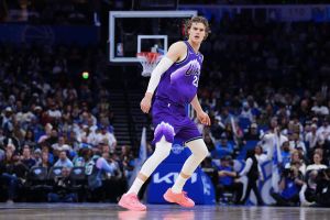 ORLANDO, FLORIDA - FEBRUARY 07: Lauri Markkanen #23 of the Utah Jazz looks on against the Orlando Magic during the second half at Kia Center on February 07, 2026 in Orlando, Florida. NOTE TO USER: User expressly acknowledges and agrees that, by downloading and or using this photograph, User is consenting to the terms and conditions of the Getty Images License Agreement. (Photo by Rich Storry/Getty Images)