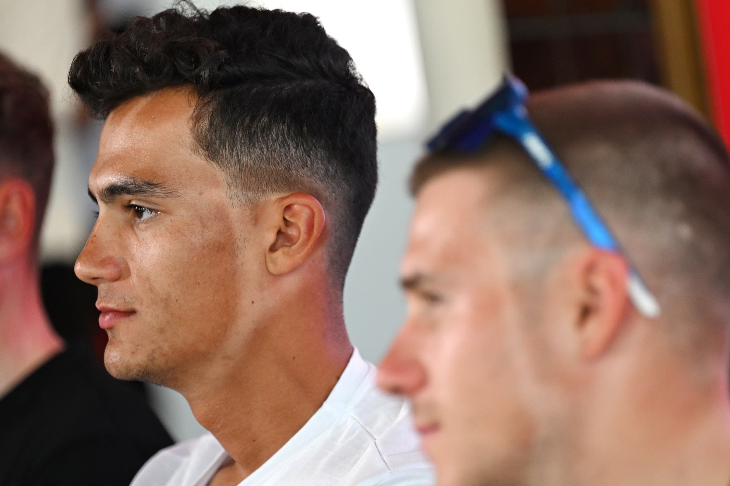 Isaac Del Toro (UAE Emirates-XRG) during the press conference before the UAE Tour 2026 (Photo: Tim de Waele/Getty Images)