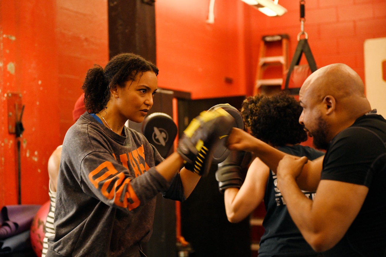 Rebecca S'manga Frank and Shatic Mitchell train at Gleason's Gym in Brooklyn, N.Y. on January 10, 2026.