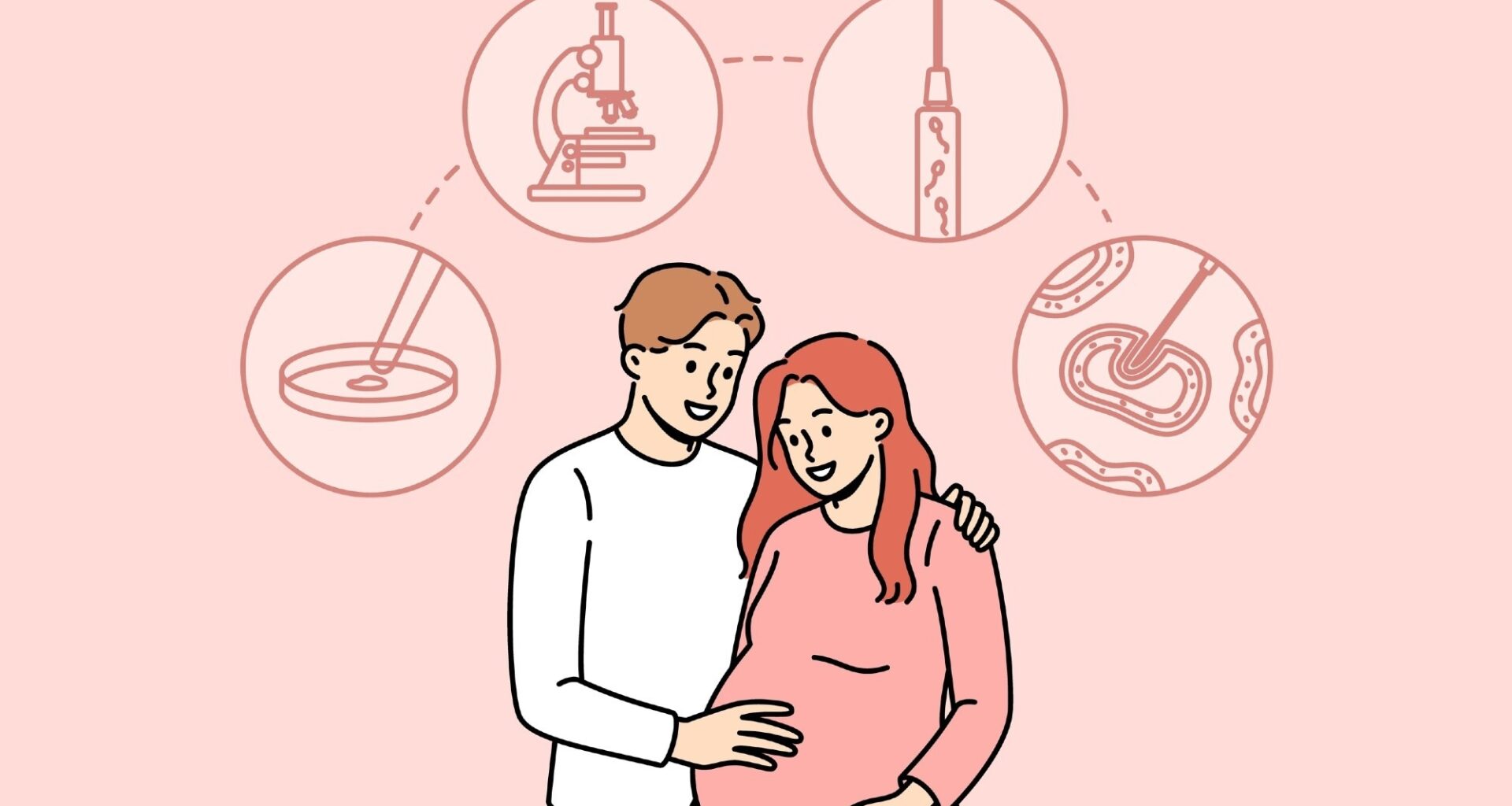 Graphic of IVF technologies and couple.