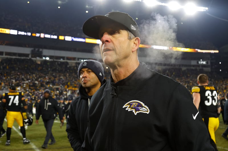 John Harbaugh, at the time head coach of the Baltimore Ravens, walks off the field after a loss to the Pittsburgh Steelers at Acrisure Stadium on January 4th, 2026, in Pittsburgh, Pennsylvania. Photograph: Justin K Aller/Getty 
