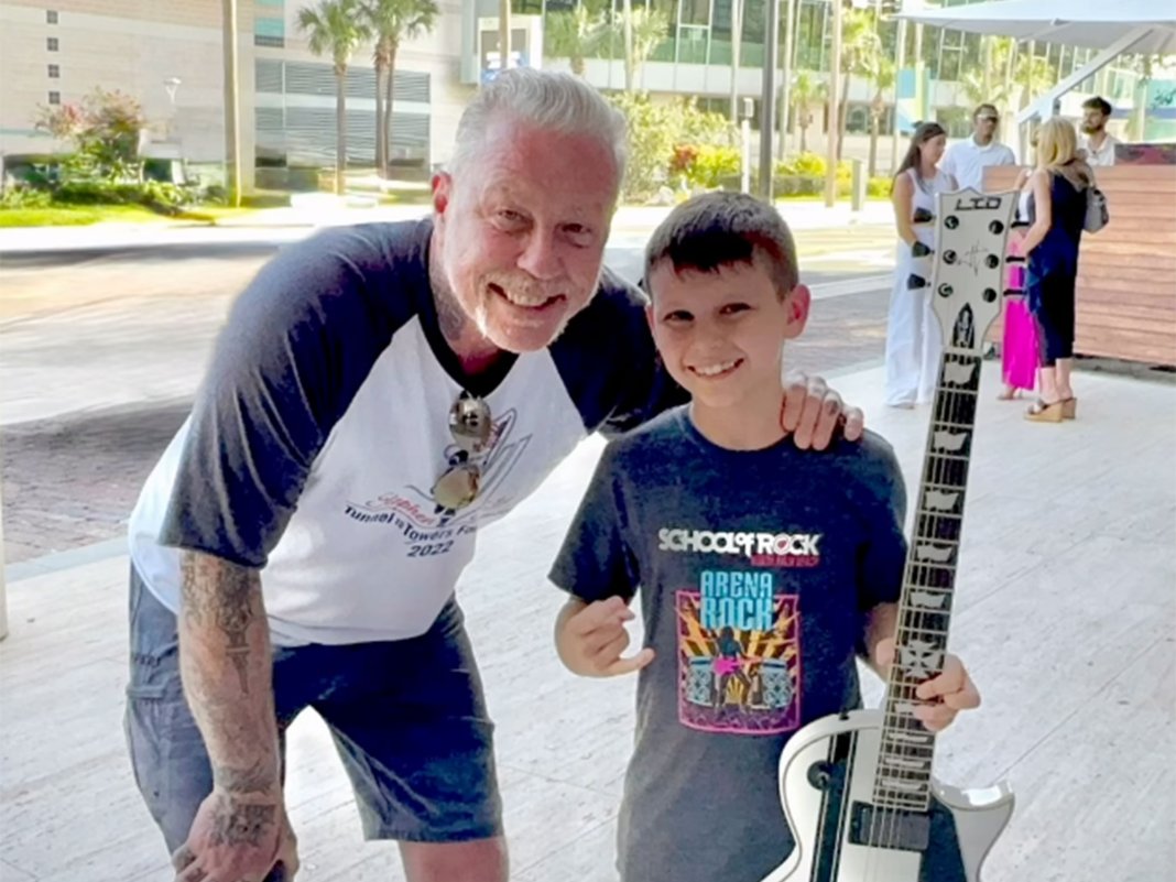 Watch the wholesome moment James Hetfield meets a 10-year-old fan – and signs his ESP LTD Iron Cross guitar