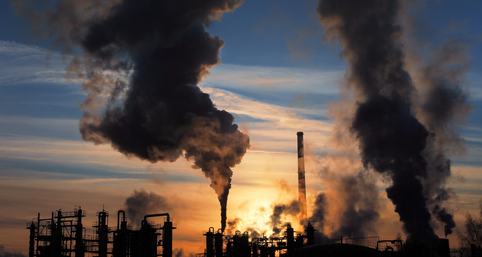 Smoke from chimneys.