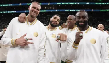 Celtics' NBA champions Kristaps Porzingis and Al Horford reunite after Warriors trade image