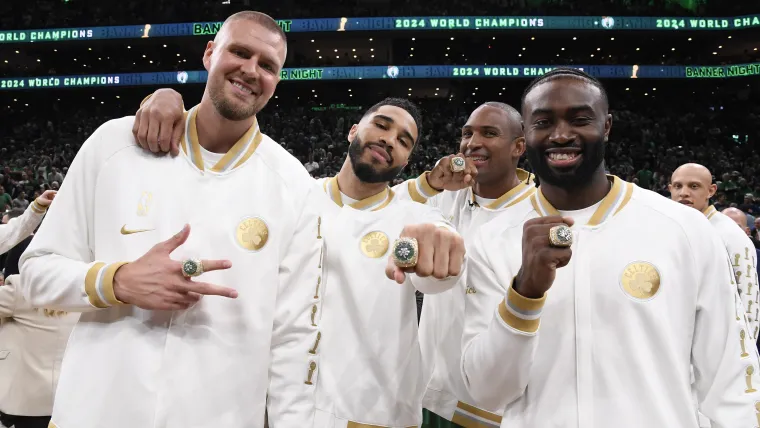 Celtics' NBA champions Kristaps Porzingis and Al Horford reunite after Warriors trade image
