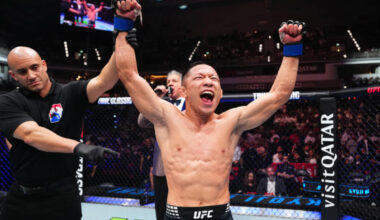 Kyoji Horiguchi celebrates win in UFC return