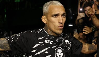 Charles Oliveira watches to the Octagon at UFC Rio