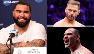 Gable Steveson, Stipe Miocic, and Cain Velasquez