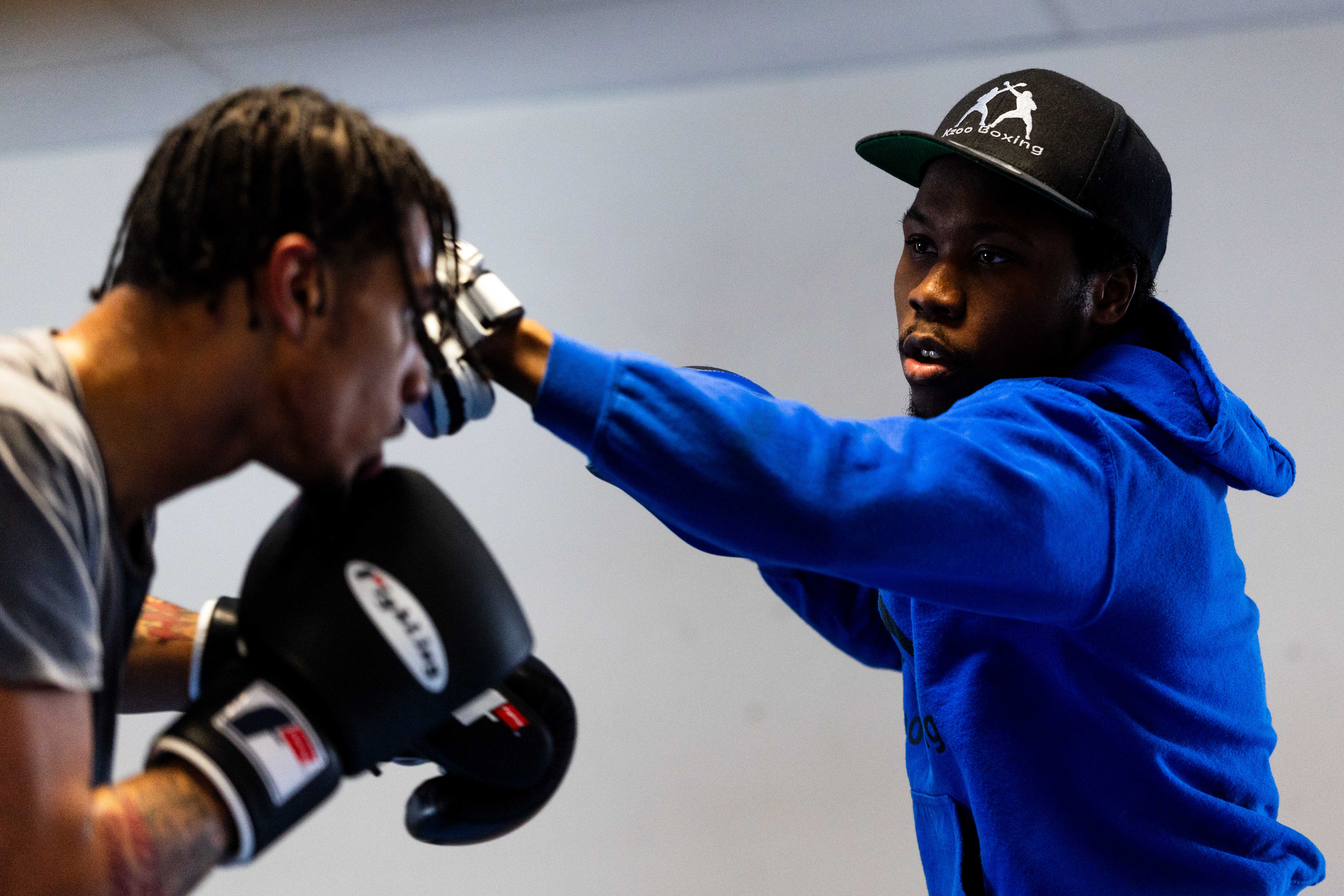 Jermont Reece, 29, trains Evan Jackson, 19, of Kalamazoo,for the USA Boxing International Open at Kzoo Boxing on Tuesday, Feb. 3, 2026. , The Open, which is expected to draw elite amateur talent and emerging future stars to Colorado, is Jackson’s biggest challenge yet.